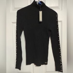 Lower price!*New!*Knit Top w/Pearl Sleeves(M)***